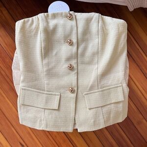 NWT More to Come Strapless Butter Yellow Top